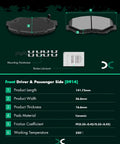 Ceramic Brake Pad Set For Honda Civic 2016 2017 2018 2019 2020 2021 Front And Rear 8 Piece Kit D914 details diagram