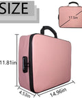 Side view of Pink Fireproof And Waterproof Document Organizer Box With Lock For Important Papers, showing size dimensions.