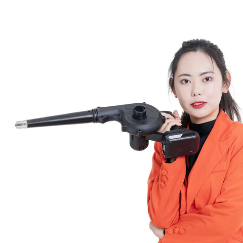 Heavy Duty Aluminum Alloy Blower Air Nozzle For Compressed Air Tools held by a woman, showcasing its sleek design and nozzle tip.