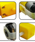 Close-up of Four Pack DC Gearbox Motors With One To Forty Eight Gear Ratio, 3 To 6 Volts TT Motors Delivering Ninety To Two Hundred RPMs