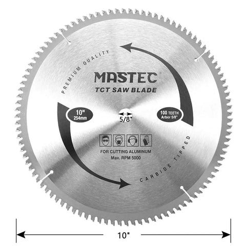 10 Inch 100T Carbide Tooth TCG Aluminum Saw Blade With Five Eighths Inch Arbor For Miter Circular And Table Saws Pro Grade Durable Clean Cuts On Aluminum Plexiglass Plastic And Nonferrous Metals