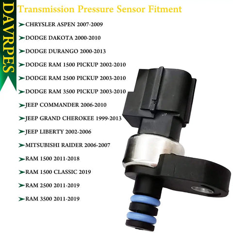 601-215 Automatic Transmission Pressure Sensor Transducer Fits Mitsubishi Raider 2006 2007, Chrysler Aspen 2007 2009, Dodge Dakota 2000 2010, Dodge Durango 2000 2013, Ram 1500 Pickup 2002 2010, Ram 2500 Pickup 2003 2010, Ram 350