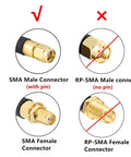 SMA Male to SMA Female Coax Cable 6 Foot RG58 Low Loss RF Extension with correct connector types marked