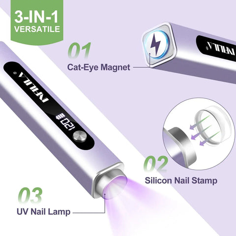 Multi Functional Handheld UV Nail Light With Cat Eye Magnet For Gel Nails On The Go Cordless Flash Cure Lamp
