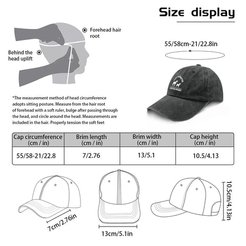 Dope Everyday Breathable Hat For Women With Adjustable Buckle, size display and measurement illustration