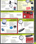 Page displaying various precision measuring tools including the Workhorse 1 Inch Dial Indicator With Magnetic Back Set For Precision Measurement, 2 Inch Dial Face, Interchangeable Stainless Steel 4-48 Thread Contact Point, Durable And Accurate Metrology Tool For Machining And Inspection.