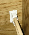 White drawer slide socket replacement for 471029 and 471037 systems rear mount drawer rail bracket installed on wood cabinet