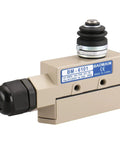 TZ 6101 Sealed Limit Switch With Beefy 15A 250VAC Heavy Duty Plunger Travel Switch IP65 Waterproof CE Certified For Industrial Roll Up Doors And Machinery CNC Automation beige metal limit switch with black plunger and gland