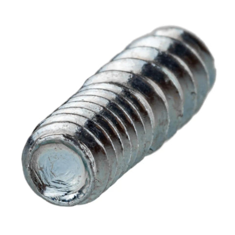 Top Shelf 8-32 X 5/8 Inch Zinc Plated Double End Screw showing the dual threads; ideal for cabinet knobs and drawer pulls.