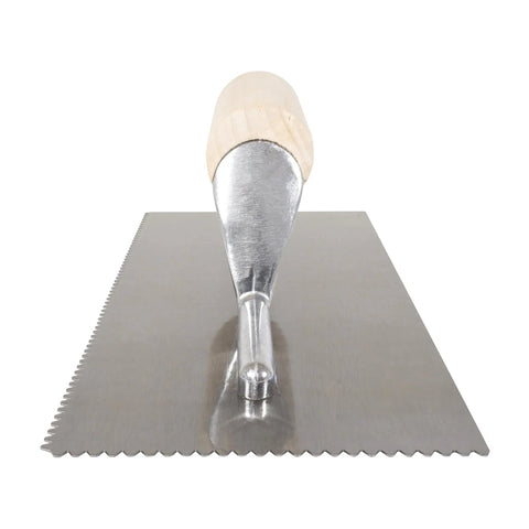 Professional Flooring Adhesive Trowel Flat-Top V-Notch 1/8 Inch By 1/8 Inch By 1/16 Inch Hardened Steel Blade Large Wood Handle