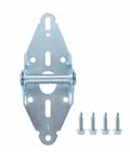 Rock Solid 14 Gauge Heavy Duty Galvanized Steel Garage Door Hinge Number One Replacement Hardware with four screws.