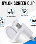 24 Pack Nylon Window Screen Clips with Screws for 3/8 Inch Frames Heavy Duty Replacement Parts, detailed clip showcase.