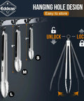Heavy Duty Stainless Steel Kitchen Tongs Set Of 3 7 Inch 9 Inch And 12 Inch Heat Resistant To 600 Degrees Locking Tongs hanging