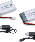 3.7V Drone Lipo Battery Pack 650mAh Rechargeable Two Pack for SYMA X5 Series with MX2.0 Connector and Chargers