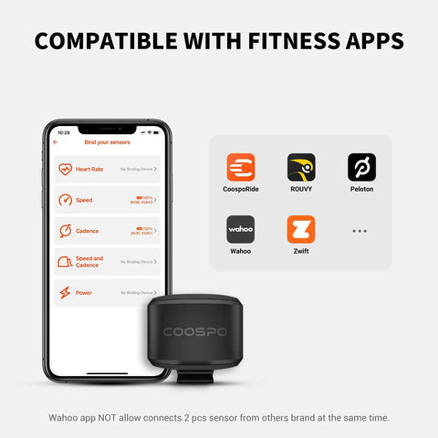 Bike Speed Sensor BK9S With Bluetooth Five Point Oh And ANT Plus Dual Band For Real Time Speed And Distance Tracking On Your Bike Computer Or Cycling Apps Compatible With Rouvy Peloton Wahoo And GPS Bike Computers