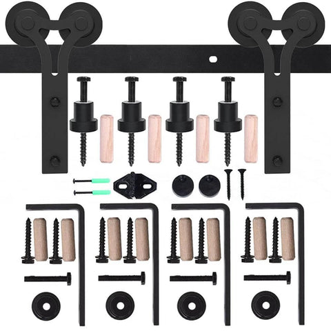 5 Feet Ceiling Mount Sliding Barn Door Hardware Kit For A 30 Inch Wide Single Wooden Door Easy To Install Smooth Quiet Operation Y Shape Hanger Heavy Duty Steel With Anti Corrosion Finish Pre Drilled Rails And L Bracket components image