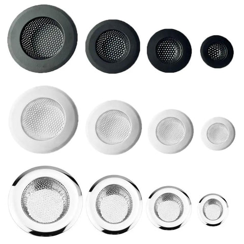 4 Pack Black 304 Stainless Steel Drain Stopper Hair Catcher And Shower Drain Cover For Bathtub Sink Strainer Clog Slayers That Keep Your Drains Flushing Smooth Like New in various sizes.
