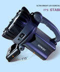 Rechargeable Spotlight With Handle, Ultra Bright LED Searchlight with adjustable angle, high lumen output for versatile use.
