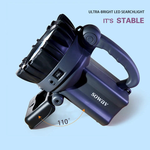 Rechargeable Spotlight With Handle, Ultra Bright LED Searchlight with adjustable angle, high lumen output for versatile use.