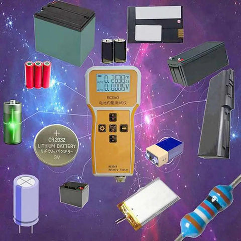 RC3563 Battery Internal Resistance And Voltage Tester For Four Wire AC Lithium Cells, 3 Digit Meter With Large Display, True Four Wire Measurement, Quick Readout, Built In 1000mAh Battery, Portable Battery Detector with assorted batteries