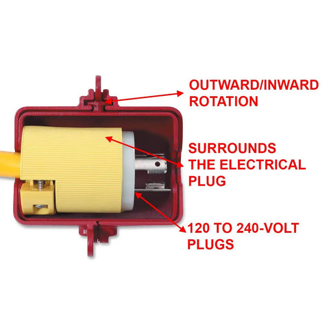 Lockout Tagout Electrical Plug Lockout Device For 220-550 Volts With OSHA Compliant Safety Lock Rotating Design For Easy Installation And Reconnection Prevention