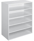 Five Shelf Stackable Shoe Organizer For Closets, White Laminate, Dope Space Saver That Holds Up To Ten Pairs, 31.5 H x 24.13 W x 11.63 D