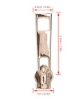 5 Piece Zipper Sliders Set For Quick On The Go Fixes Detachable Reusable Zipper Pulls Replacement Kit, light gold slider front view