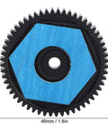 Beefed Up Metal 56T Spur Gear for RC Cars 32P Scale Models SCX10 II Front View with Blue Center Detail