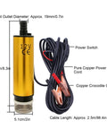12V Oil Extractor And Transfer Pump For Cars Trucks And Motorcycles With 80W Motor 5500RPM 5m Lift 2.5m Cable And 19mm Outlet Kerosene And Water Fluid Transfer Tool, 21cm