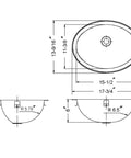 Diagram of 18 Inch Undermount Oval Stainless Steel Bathroom Sink Without Overflow With Optional Grid Drain Built To Last 18 Gauge 304