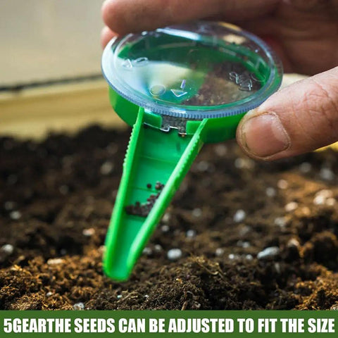 Handheld Seed Spreader With 5 Adjustable Settings And Ergonomic Grip For Easy Lawn Care, durable plastic tool close-up