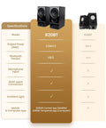 Comparison of two desktop speaker systems, R20BT and R19BT, highlighting Bluetooth version, power, and features.