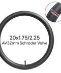 Heavy Duty Inner Tube Fits 20x1.75 To 2.25 For Road, Mountain And City Bikes With Schrader Valve AV32mm, black butyl rubber