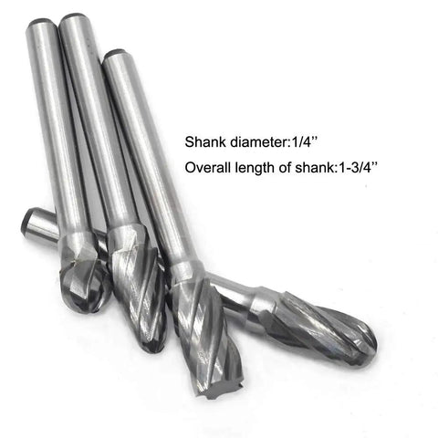 4 Pack Carbide Burr Set 1/4 Inch Shank Aluminum Rotary Files For Die Grinder And Engraving - Pro Grade Single Cut Bits For Aluminum And Nonferrous Metals, Includes SA-3NF SC-3NF SD-3NF SF-3NF Heads In A Plastic Case