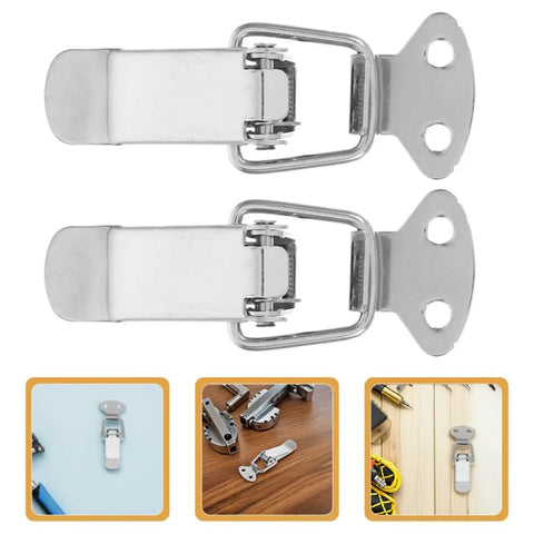 Grab This Sweet 10 Pack Stainless Steel Toggle Latches For Toolboxes And Cases! Sturdy silver latches displayed from top and side.