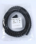 8mm Spiral Cable Protector Wrap Kit For Wires And Cables 1m Length in black, packaged in a plastic bag with label visible.