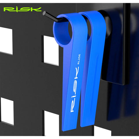 Bright blue Bike Disc Brake Pad Spreader And Piston Reset Tool For Hydraulic Calipers, Universal Piston Alignment, mounted display.