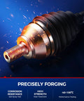 Front Driver Side CV Axle Shaft Straight Bolt On Replacement For Toyota Corolla And Pontiac Models, showcasing high-strength forging and corrosion resistance.