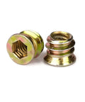 40Pcs 1/4-20 X 10mm Wood Threaded Inserts Fastener Kit With Hex Socket Drive And 6mm Hex Spanner. Close-up of insert and hex socket.