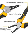 Heavy Duty Snap Ring Pliers Set, Four Piece Kit, 7 Inch Internal And External Circlip Pliers With Straight And Bent Jaw Options, CR-V Construction