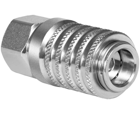 Steel Test Port Quick Coupler For Diagnostic Gauges And SensoControl Meters, Push To Connect, Female Pipe Thread, Eighth Inch Body