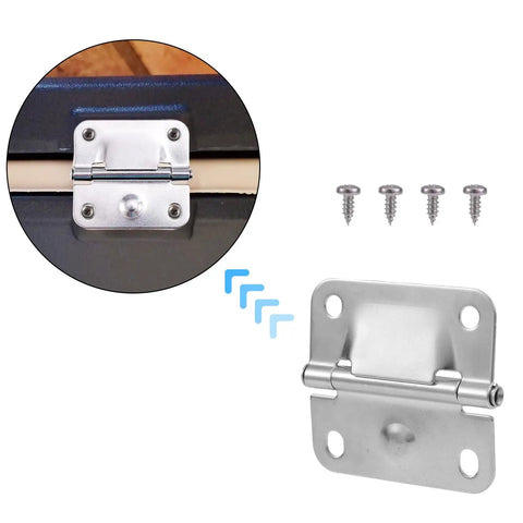 Stainless Steel Cooler Hinge Replacement Kit with screwdriver and 16 screws for ice chest freezer replacement fits 5235 5250 5286B 6262 6270 most models shown installed on ice chest.