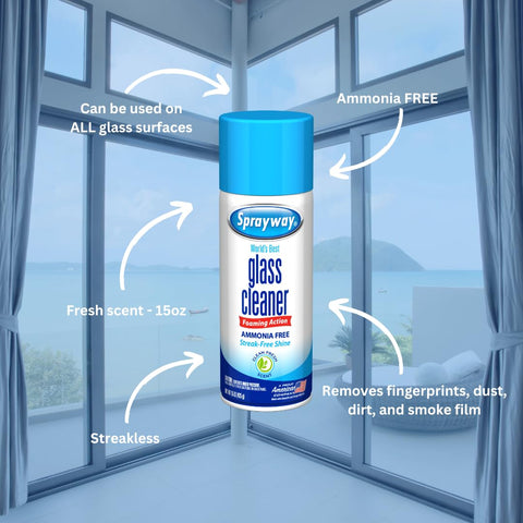 Ammonia Free Glass Cleaner With No Drip Foaming Action For Streak Free Shine On All Glass Surfaces 15 Ounce Bottle Fast Acting