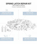 Cabinet Latch Repair Kit With Spring Pins And Staples 130-Piece Hardware Set For Replacing Worn Components And Reattaching Unlatched Doors Durable Metal Pins And PP Plastic Staples Easy Home Improvement Fix, white pins and staples