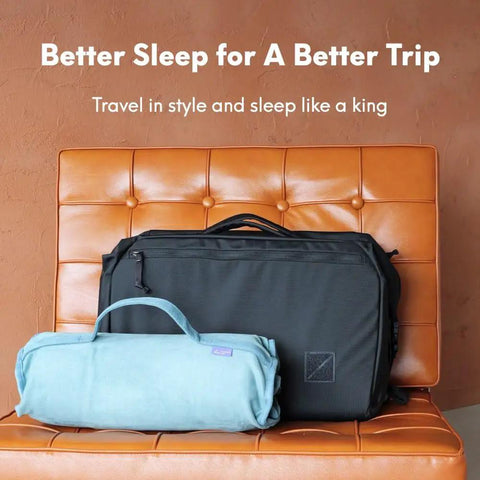 Compact Travel Memory Foam Neck Pillow For Deep Sleep On The Go Ideal For Hotels Camping And Side Or Back Sleepers Ultra Plush Portable Wellness Green on a couch
