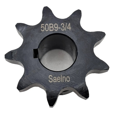 50B9 9 Tooth Roller Chain Sprocket Type B With Three Quarter Inch Bore And Five Eighth Inch Pitch Hardened 1045 Steel Rust Resistant