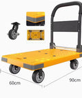 Heavy Duty Foldable Push Cart Platform Dolly With Swivel Wheels Folding Trolley For Office Warehouse And Workshop Use Load Capacity 1100lbs Easy Fold Flat Portable Cart For Moving Heavy Loads, 60x90cm