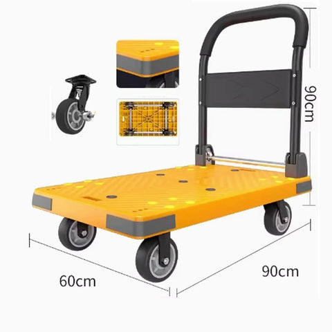 Heavy Duty Foldable Push Cart Platform Dolly With Swivel Wheels Folding Trolley For Office Warehouse And Workshop Use Load Capacity 1100lbs Easy Fold Flat Portable Cart For Moving Heavy Loads, 60x90cm