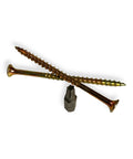 Contractor Favorite Heavy Duty Wood Construction Screws Size Nine By Three Inch with T25 driver bit for carpentry tasks.