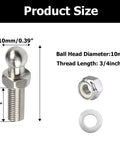 Hella Durable 10mm Ball Studs With 5/16-18 Thread And 3/4 Inch Long Shank, showing dimensions and steel hardware for gas spring lift supports.